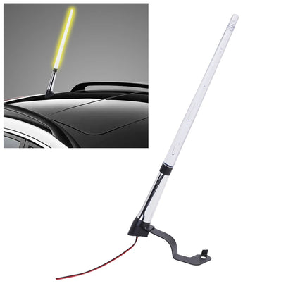Universal 12V Car External Light Antenna Car Flagpole Light Antenna Car Exterior Light  Yellow Light Flag Pole Light Antenna