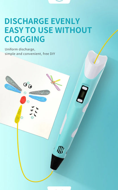 3D Pen DIY Drawing Pen With LCD Screen Compatible PLA ABS Filament Toys Safe Paiting for Children Kids Christmas Birthday Gifts