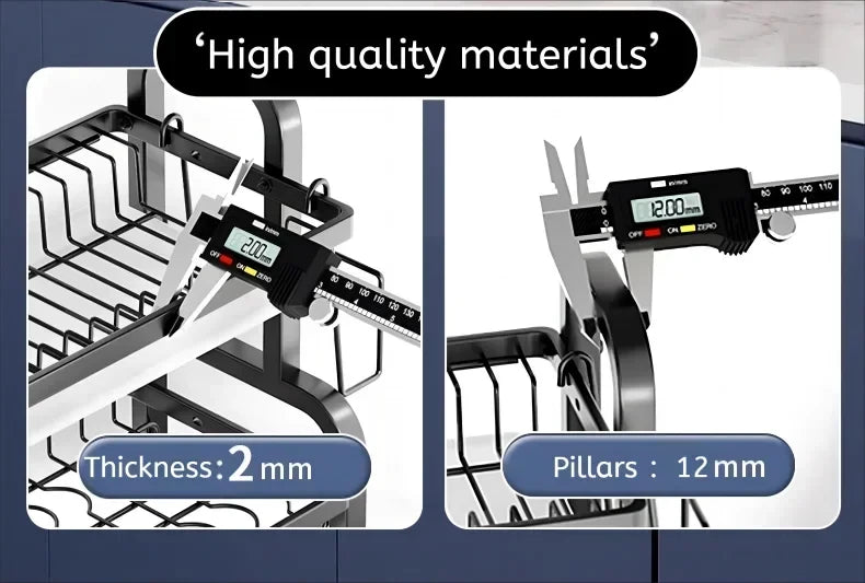 Dish Drying Rack 3-Tier Compact Kitchen Dish Rack Drainboard Set Large Rust-Proof Dish Drainer with Utensil Holder Kitchen Racks