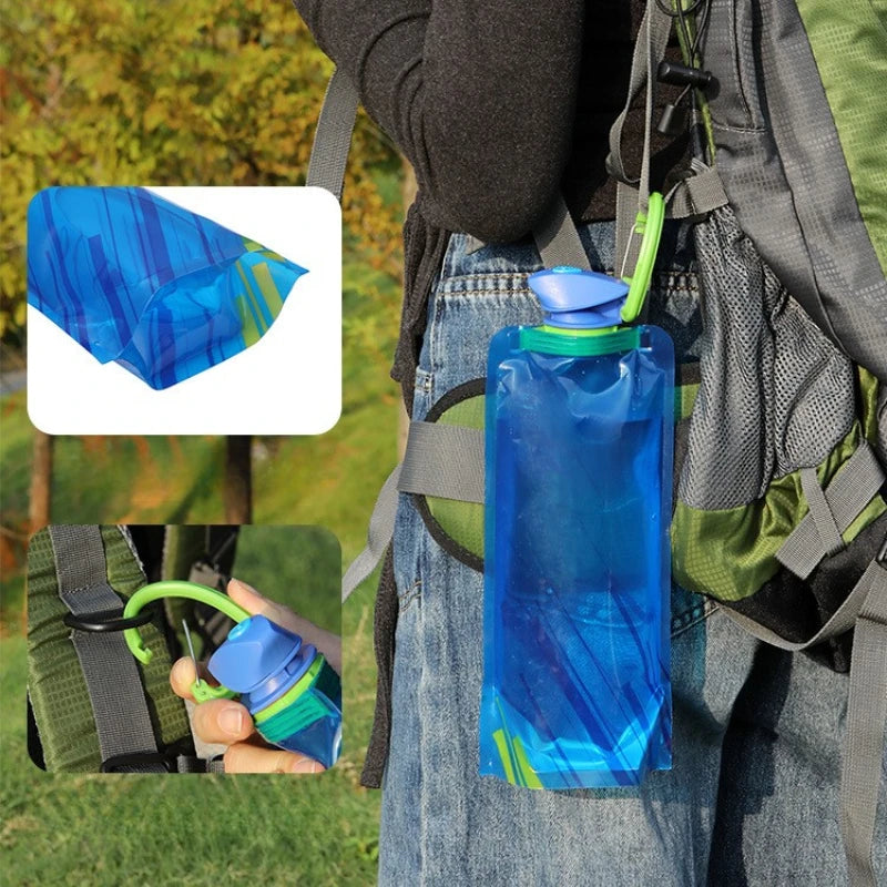 Portable Ultralight Foldable Water Bag 700ml Water Bottle Pouch Outdoor Sport Supplies Hiking Running Soft Flask Water Bottle