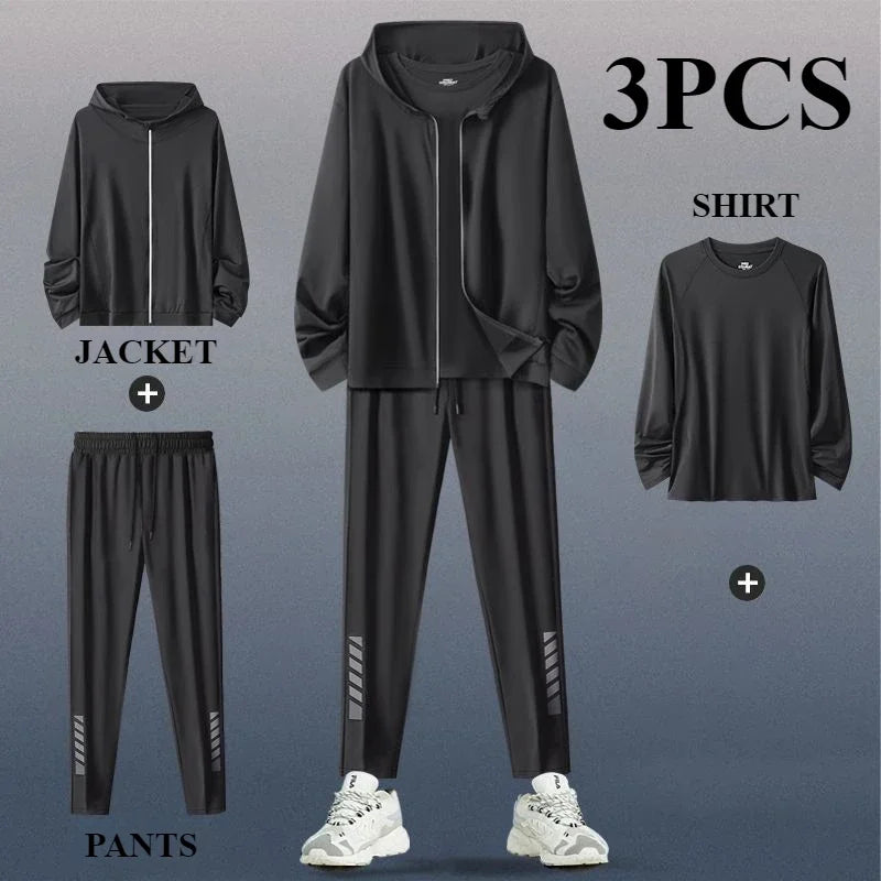 Sports Suit Men's Running Training Clothes Fitness Clothes Spring 2-3 PCS Running Quick-drying Sports Sets Jacket Mens Clothes