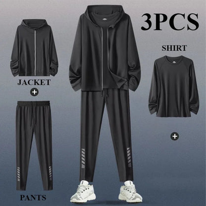 Sports Suit Men's Running Training Clothes Fitness Clothes Spring 2-3 PCS Running Quick-drying Sports Sets Jacket Mens Clothes