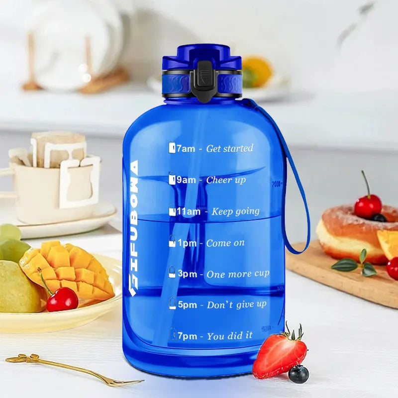 3 Liter Water Bottles with Times to Drink Motivational Straw Sports Big Jug with Handle Leak Proof BPA Free for Men and Women