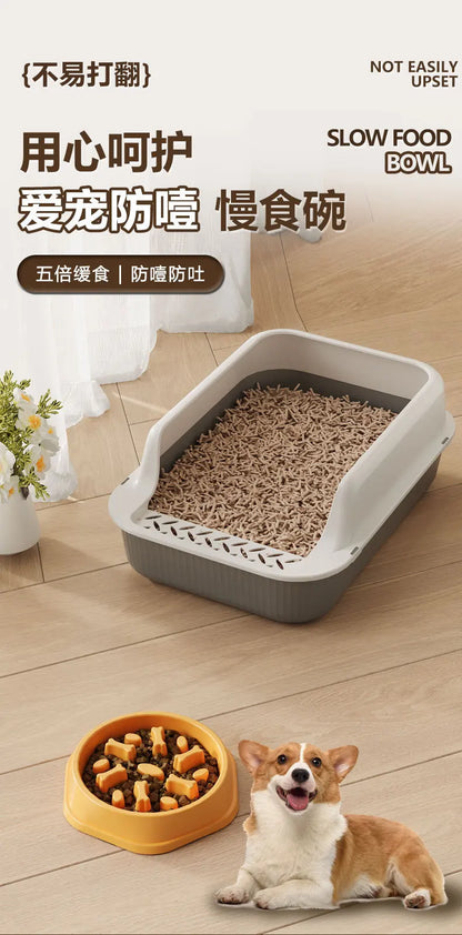 Anti-Slip Anti-Choking Slow Feeder Bowl for Large Dogs - Anti-Tip Pet Food Bowl for Golden Retriever