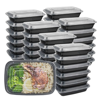 10PCS Black Plastic Disposable Food Containers with Lids - Ideal for Salads, Sandwiches, and Kitchen Fridge Storage