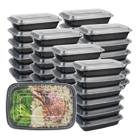 10PCS Black Plastic Disposable Food Containers with Lids - Ideal for Salads, Sandwiches, and Kitchen Fridge Storage
