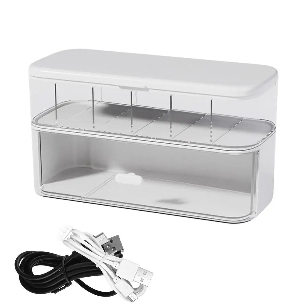 Cable Box Organizer Clear Cord Storage Organizer Cable Management Box With Compartments Charger Wires Case For Drawer Desk