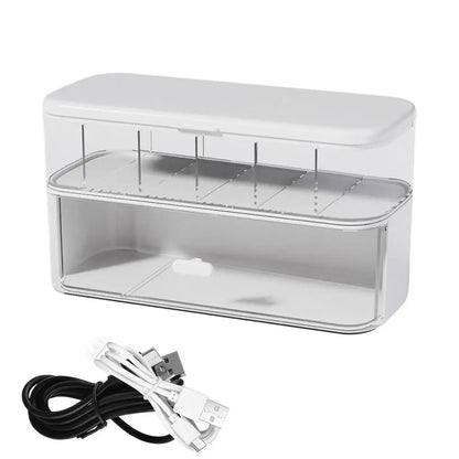 Cable Box Organizer Clear Cord Storage Organizer Cable Management Box With Compartments Charger Wires Case For Drawer Desk