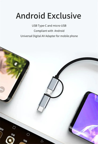 LD39 Wire HD Streaming Display TV Stick Dongle Micro USB Type C to HDMI Cable Mirroring Screen for Android Phone Tablet to TV