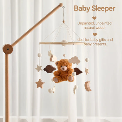 Baby Mobile Crib Bed Bell Musical Rattles Toys Soft Felt Cartoon Animal for Infants Nursery Mobiles Forest Animals Crib Toys