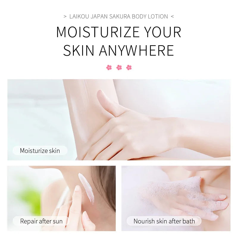 LAIKOU Cherry Blossoms  Body Lotion Refreshing skincare Exfoliating Moisturizing Nourishing Brightening Body Creams 120g