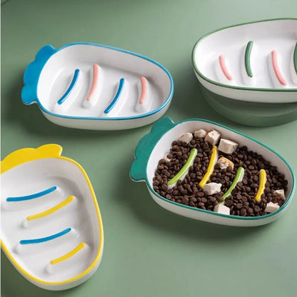 Ceramic Cat Slow Food Bowl Cute Creative Dog Food Feeding Basin Non-slip Large Capacity Pet Drinking Feeder Kitten Puppy