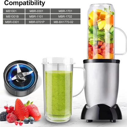 ABKJ-Blender Cups And Blade Replacement Parts 6Pcs, 22Oz Cup With Flip Top To-Go Lids & Blade For Magic Bullet Blender Juicer