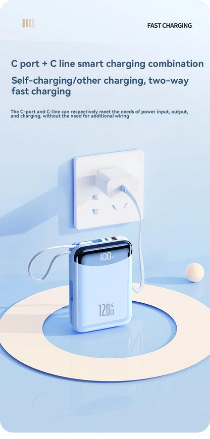 120W Power Bank With Charging Cables 100000mah Large Capacity Portable External Battery For Multi Phones Emergency Supply