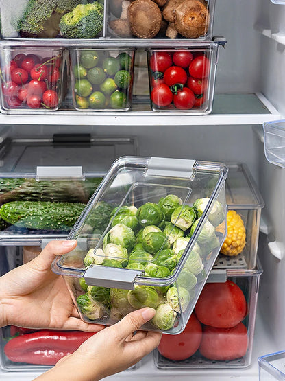 Fridge Organizer Stackable Refrigerator Organizer Bins with Lids Clear Fruit Storage Containers Freezer Pantry Kitchen Boxes