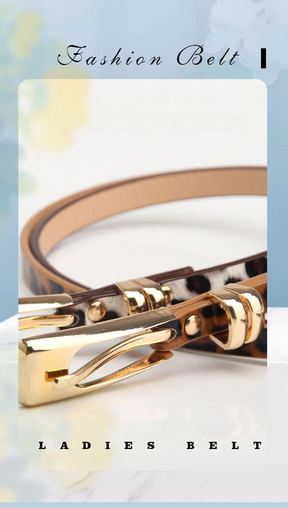 Leopard Print Belts for Woman Thin PU Belts Skirts Coat Decorative Waistbands Ladies Fashion Apparel Accessories Summer 2023 New