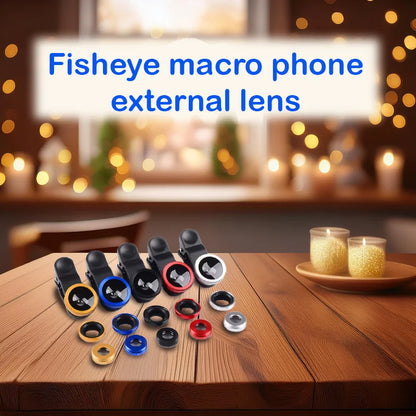 3-In-1 Phone Camera Lens Kit, Compatible With Most Phones, with wide-AngleMacro And Fisheye Lenses.