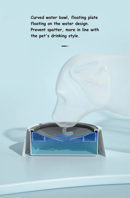 Floating Non-Wetting Mouth Cat Bowl without Spill, Drinking Water Dispenser, Anti-Over Dog Bowl, 1L, 1.5L