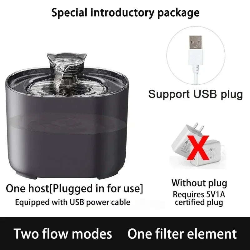 Fountain Automatic Recirculating Filter Pet Drinking Dispenser with USB Electric Pump Quiet Cat Ear Design for Cats New