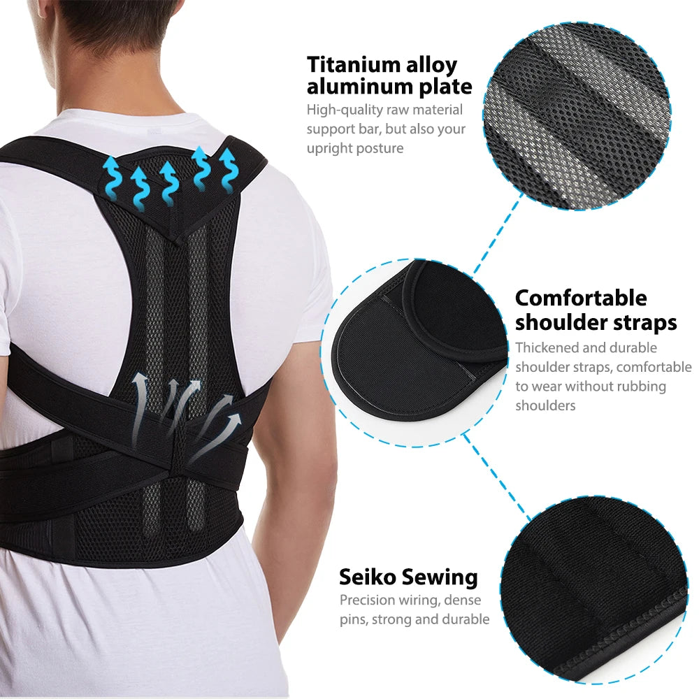 Back Posture Corrector for Upper and Lower Back Pain Relief,Adjustable Fully Back Support Improve Back Posture, Lumbar Support