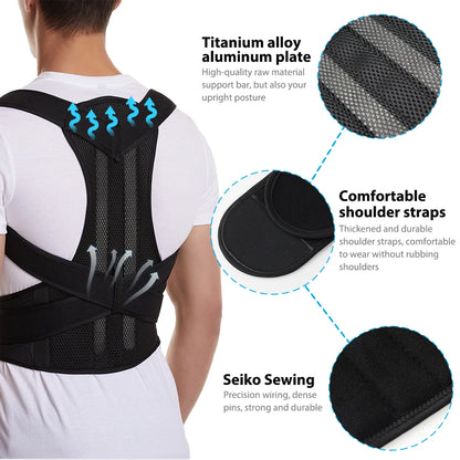 Back Posture Corrector for Upper and Lower Back Pain Relief,Adjustable Fully Back Support Improve Back Posture, Lumbar Support