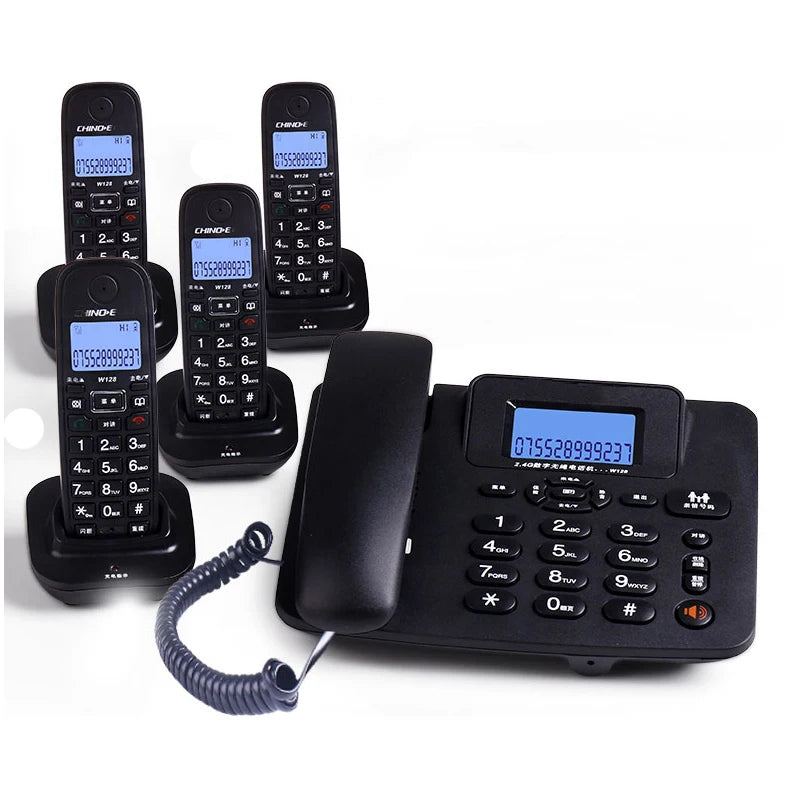 cordless Answering Machine 2.4G Corded Phone Handset  office home hotel Long Range Wireless Telephone 1- 4 handstes table phone