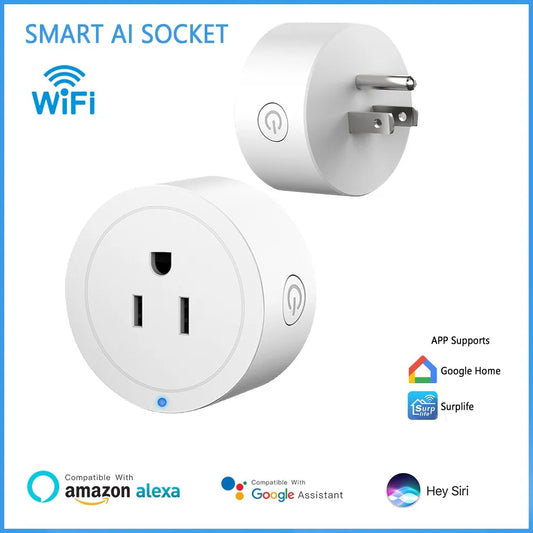 Smart Home WiFi Bluetooth Socket US Plug Alexa Switch Life Wifi Switch Home Assistant 10A With Timing Functions Voice Control