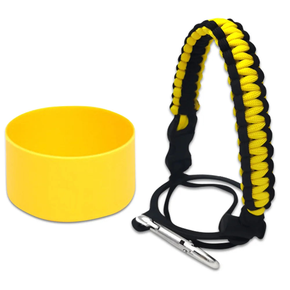 Paracord Handle For Wide Mouth Water Bottle And Silicone Sleeve Boot Compatible With Hydro Flask Tumblers Accessories