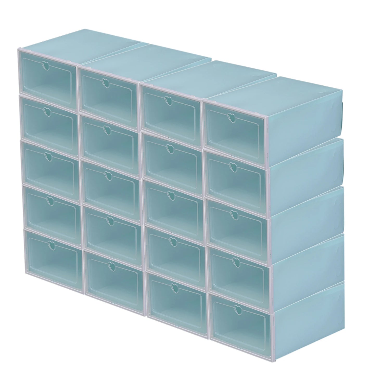 20Pcs Foldable Shoe Storage Boxes with Lids Transparent Stackable Containers Drawer Style PP Plastic Shoe Organizers