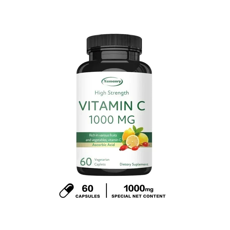 Vitamin C Capsules - Boost Immunity, for Skin, Heart, Teeth Health, Antioxidant, Dietary Supplement