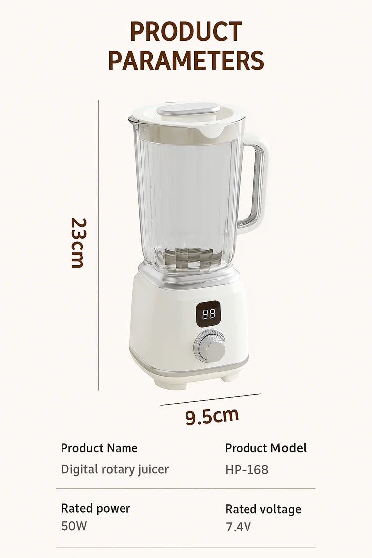 Portable Blender Cup 600ML Mini Juicer Mixer/3000mAh USB Rechargeable/10-Blade Powerful Motor For Smoothies/Vegetables