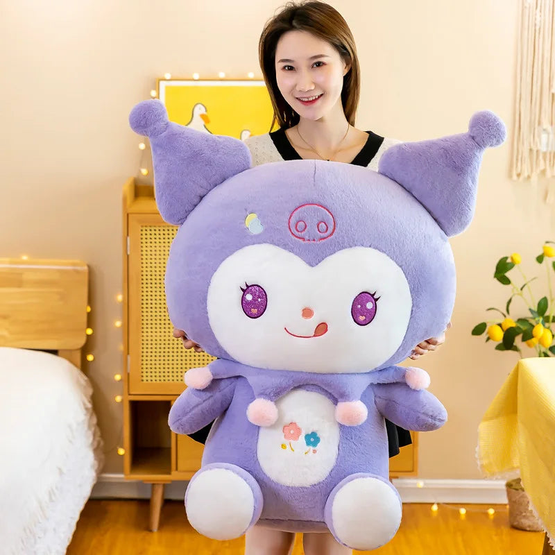Big Size Dolls Kuromi Cartoon Anime Plush Stuffed Doll Room Decoration Peluche Pillow Kawaii Plushies Ornaments Gift