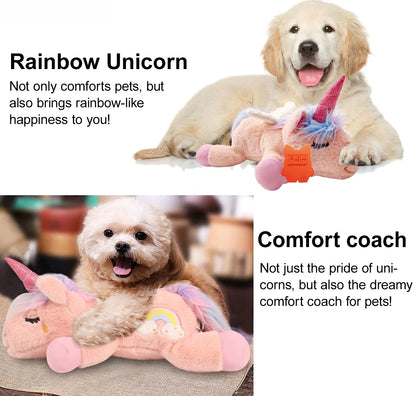 PETFULED Unicorn Heartbeat Dog Toys Plush Toys Comfort Puppy Toys Stress Reducing Sleep Aid Crate Toys, Durable Chew Toys for Do