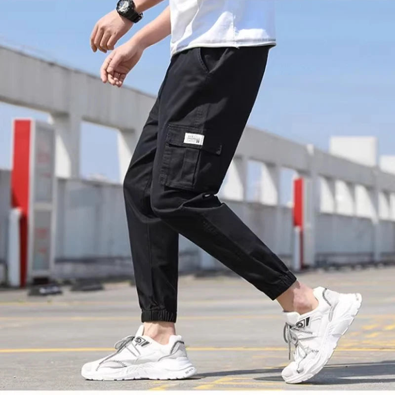 Classic Design Multi Pocket Cargo Pants, Men's Casual Loose Fit Drawstring Cargo Pants/Joggers For Spring Summer Outdoor