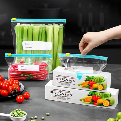 15pcs Reusable Food Storage Bags with Slide Lock Seal - for Fruits, Vegetables, Grains & Meal Prep -Freshness & Space Saving