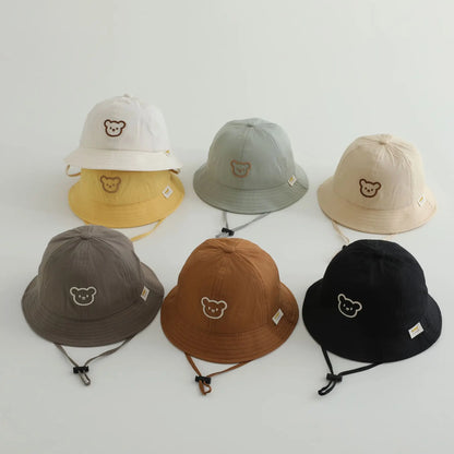Cute Bear Baby Bucket Hats Korean Boy Girl Summer Uv Protection Fisherman Caps Kids Outdoor Sunshade Panama Basin Caps