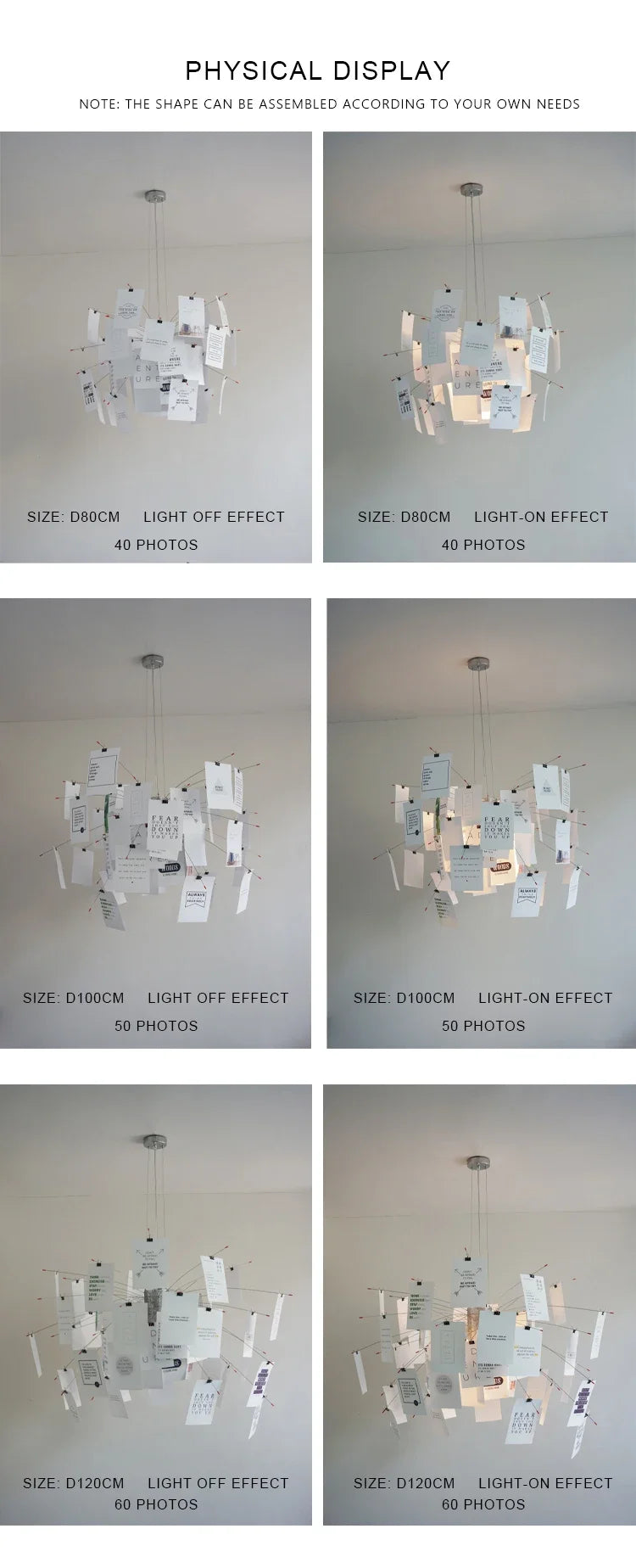 home decor Living room paper pendant lamp Zettel art DIY album card chandelier  creative room decorative led lights