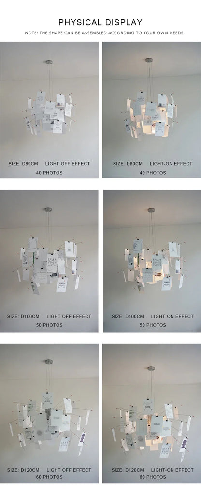 home decor Living room paper pendant lamp Zettel art DIY album card chandelier  creative room decorative led lights