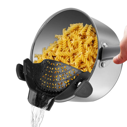 Universal Silicone Clip on Pan Pot Strainer Anti Spill Pasta Pot Strainer Food Grade Fruit Colander for Pasta Fruit Vegetable