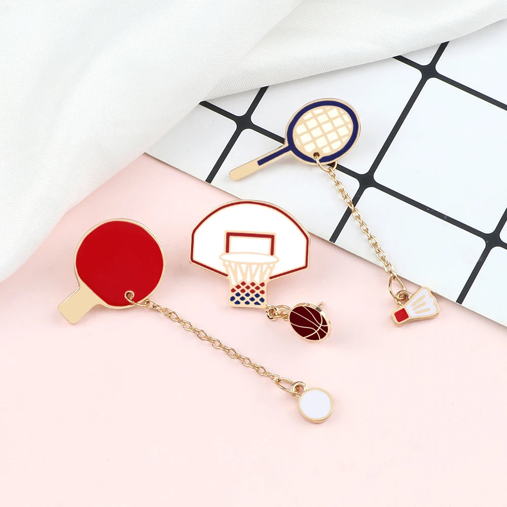 All Love Sports!Healthy Lifestyle Enamel Pins Rugby Basketball Soccer Bowling Brooches Roller Skates Badge Shirt Hat Bag Jewelry