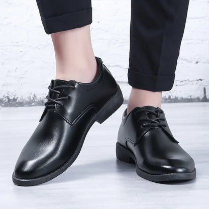 Men's Shoes Black Leather Men's Formal Shoes Oxford Wedding Party Office Business Shoes Plus Size Fashionable and Comfortable