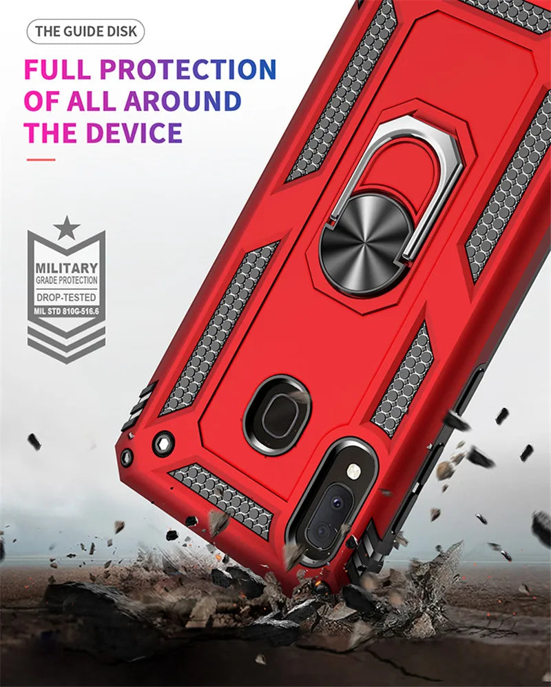 for Samsung A20e Armor Shockproof Case for Samsung Galaxy A20e Military Protective Ring Holder Magnet Cover for Samsung A 20e
