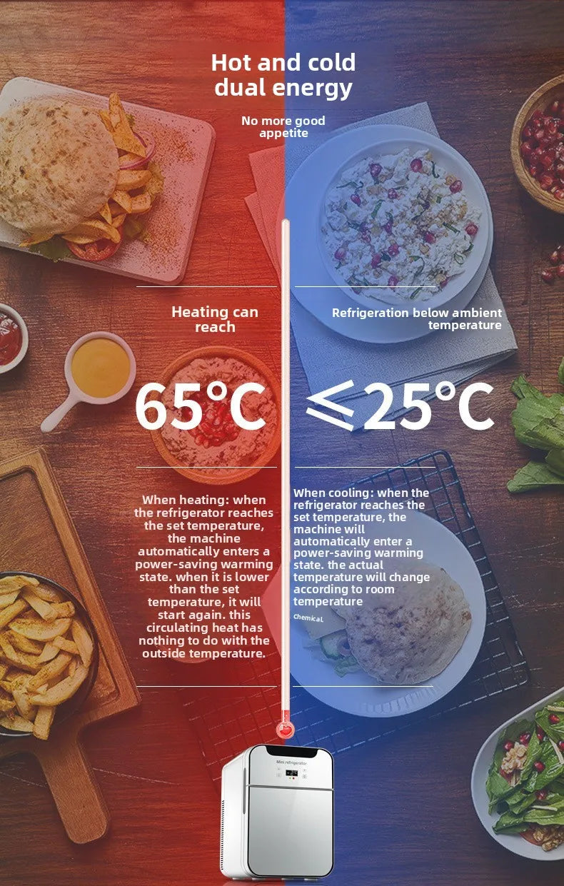 12V/220V Dual-Power Car Fridge Freezer, 12L Compact Refrigerator for Home/Office/Truck, Fast Cooling, Energy-Efficient