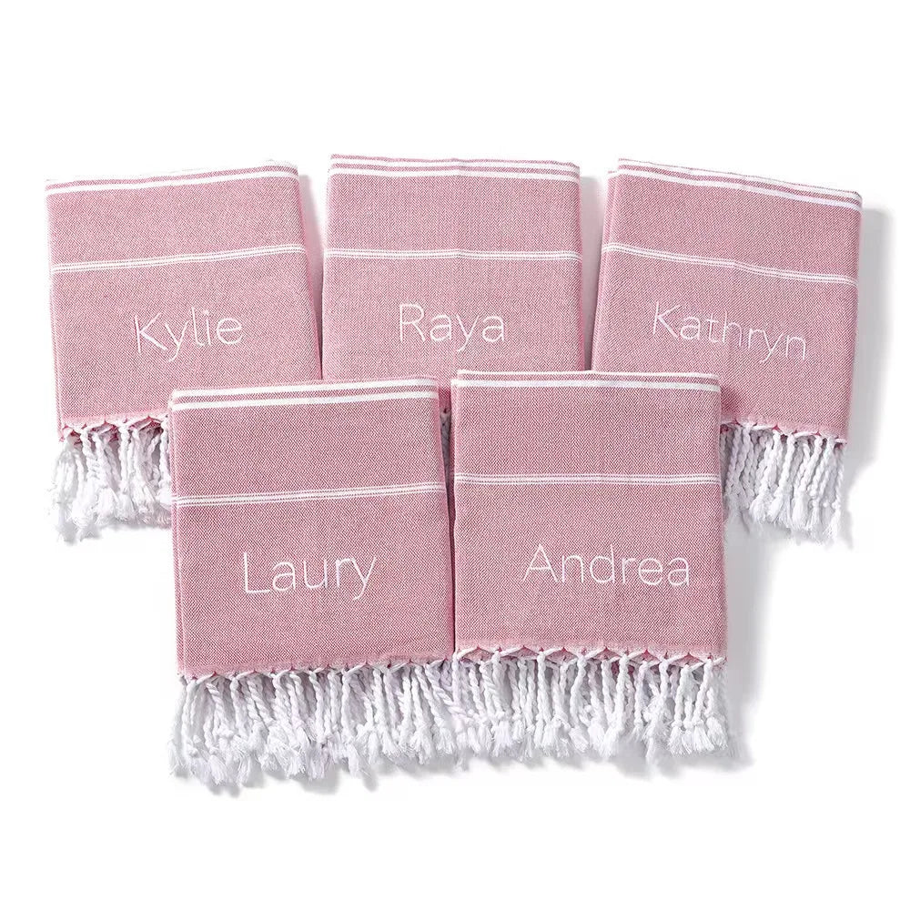 Custom Embroidery Beach Towel 90x180CM Travel Turkish Large Towels with Monogram Customized Towel Tassels Bath Towel