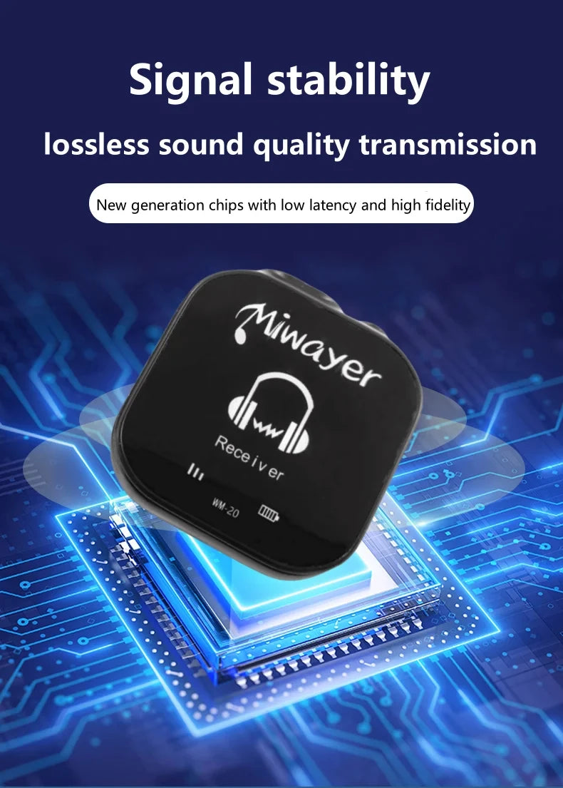 Miwayer 5.8G Wireless In Ear Monitor System Transmitter Receiver System IEM System with Transmitter Receiver Automatic Pairing