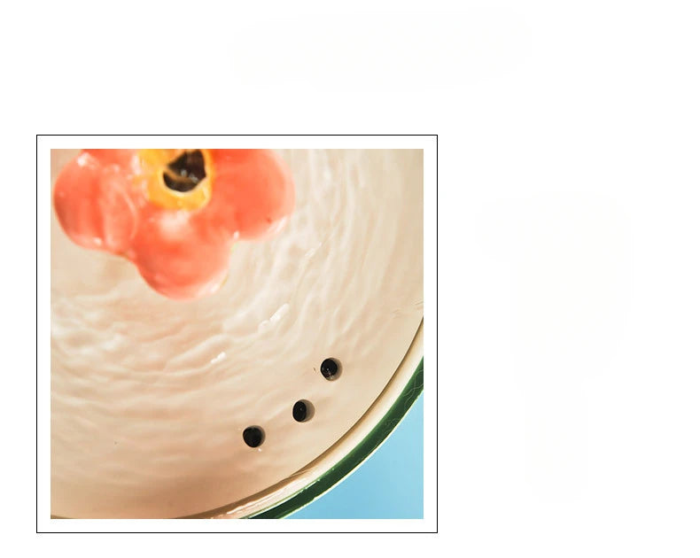 Cat Ceramic Flower Water Fountain Drinking Feeders Pets