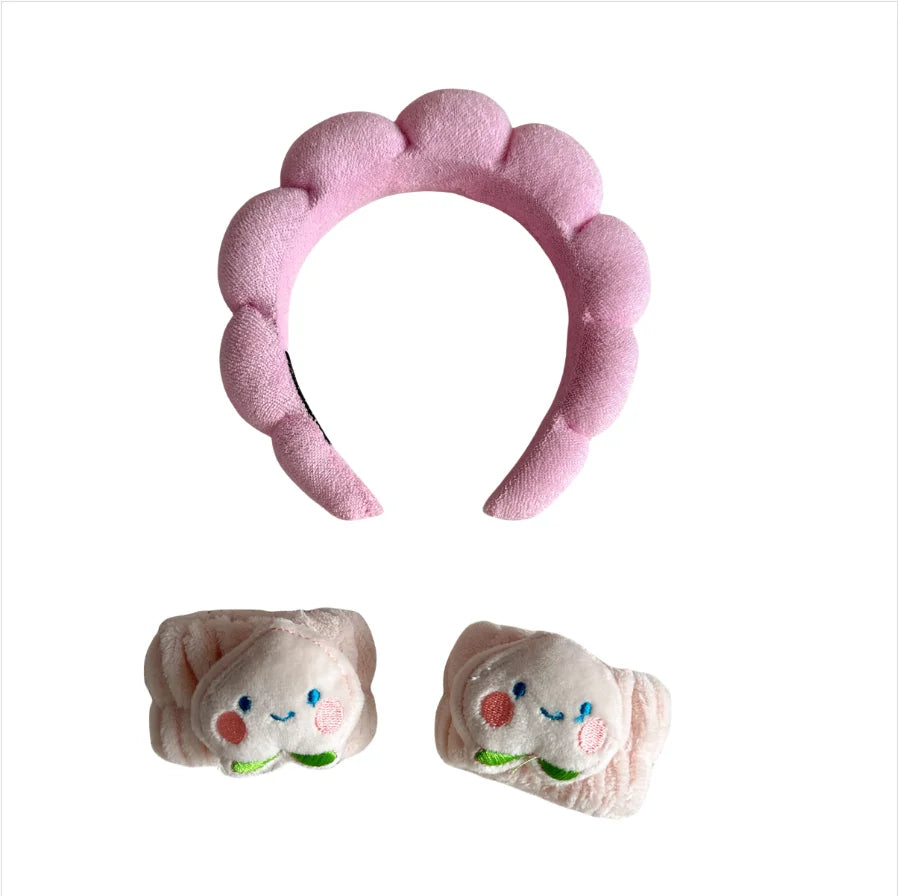Spa Headband & Wristband for Face Wash 1 Set of skincare headband for face wash, facial mask and skincare