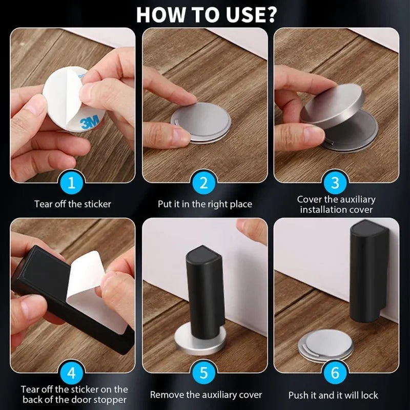 Magnetic Door Stoppers Stainless Steel Door Stops Mute Door Holder Keep Door Open No Drilling Door Stop Heavy Duty Door Suction