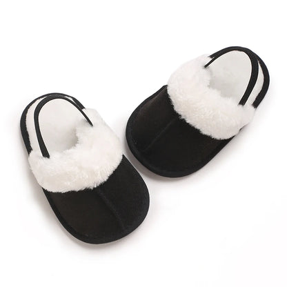 Cute Slippers for Babies Aged 0-18 Months, Suitable for Autumn And, Featuring Plush Lining for Warmth, Soft Soles for Comfort, A