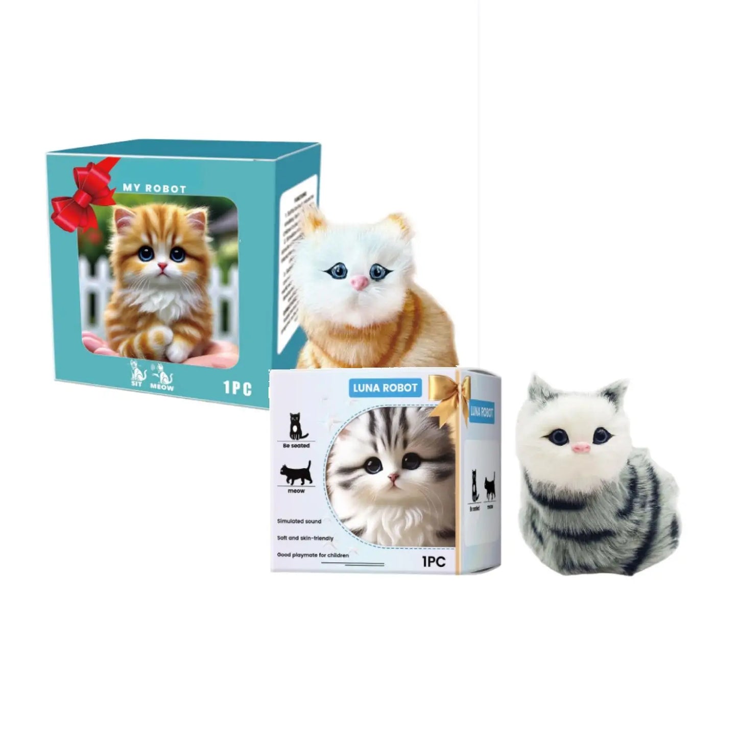 Robot Cat Toys Interactive Cat Meow Toy Funny Interactive Cat Robot Creative Robotic Cat Barking Meow Kitten for Chilren